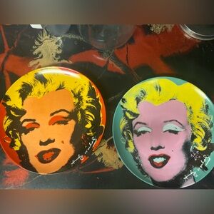 Andy Warhol Marilyn Monroe Plates Set 2 Coupe Block Pop Art 1997 Collectible Vtg